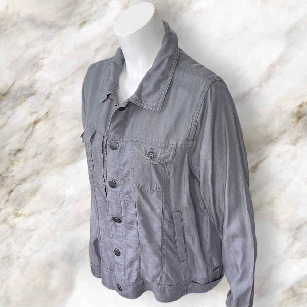 Tahari Charcoal Gray Tencil Pin Tuck Jacket Coat Large